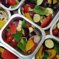 Mediterranean tray bake with garlic & Chive sauce, small